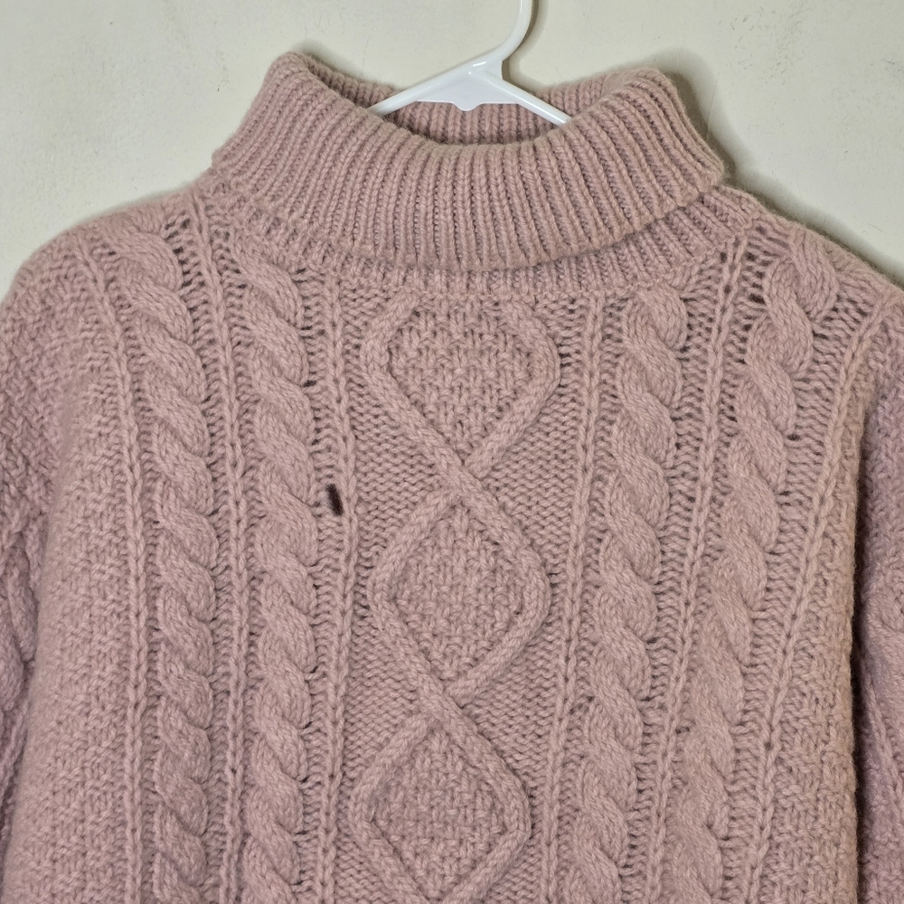 Vintage Laura Ashley Wool Cable Knit Turtleneck Women's Size S/M Pink Scotland - Picture 4 of 13